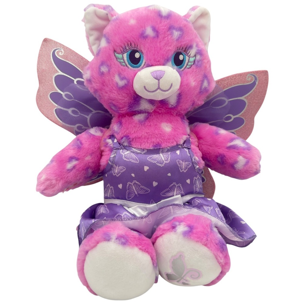 Build-A-Bear Beary Fairy Cat Pink Plush Light-Up Wings Voice Box Dress